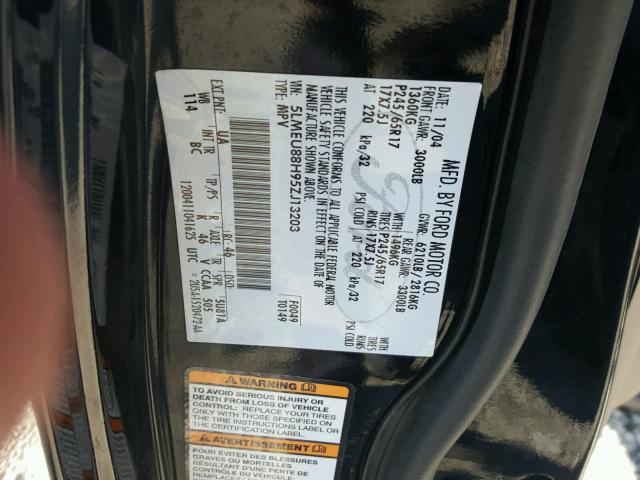 5LMEU88H95ZJ13203 - 2005 LINCOLN AVIATOR 黑色 照片 10