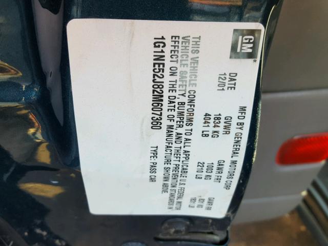 1G1NE52J82M607360 - 2002 CHEVROLET MALIBU LS ლურჯი ფოტო 10