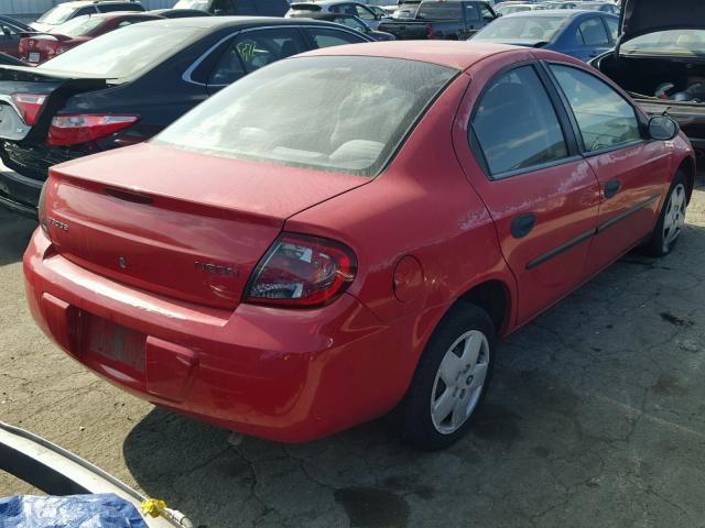 1B3ES26C74D606375 - 2004 DODGE NEON BASE RED photo 4