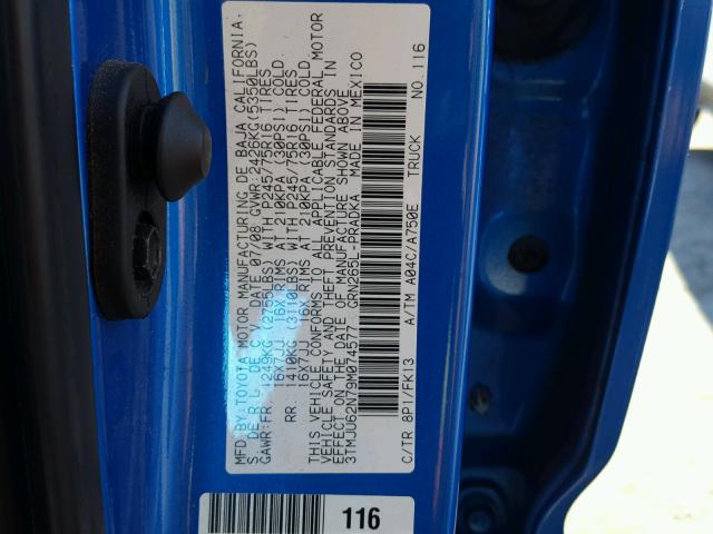 3TMJU62N79M074577 - 2009 TOYOTA TACOMA DOU BLUE photo 10