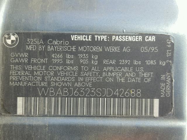 WBABJ6323SJD42688 - 1995 BMW 325 IC AUT GRAY photo 10