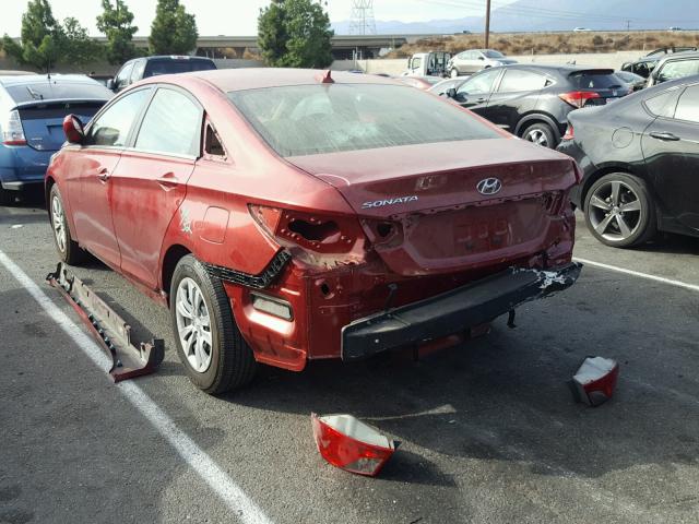 5NPEB4AC2CH428448 - 2012 HYUNDAI SONATA GLS RED photo 3