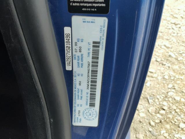 3VWCA21C8YM407567 - 2000 VOLKSWAGEN NEW BEETLE Mavi foto 10