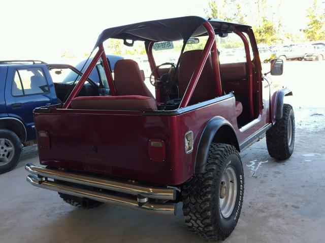 1JCCF87E9GT016720 - 1986 JEEP JEEP CJ7 BURGUNDY photo 4