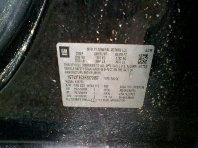 1GTV2TEC5FZ379957 - 2015 GMC SIERRA K15 BLACK photo 10