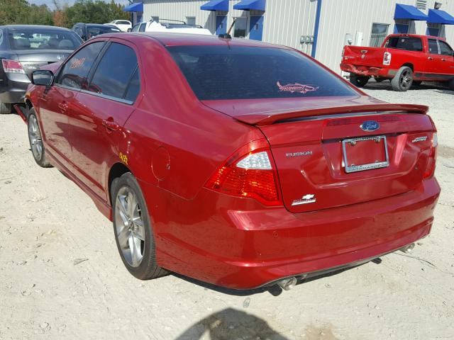 3FAHP0KC8AR138821 - 2010 FORD FUSION SPO RED photo 3