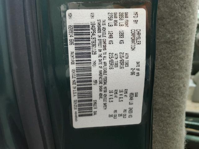 1B4GP54L9TB361129 - 1996 DODGE GRAND CARA GREEN photo 10