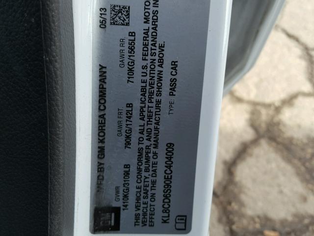 KL8CD6S90EC404009 - 2014 CHEVROLET SPARK 1LT Белый фото 10