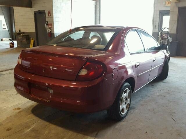 1B3ES46C4YD503805 - 2000 DODGE NEON BASE MAROON photo 4