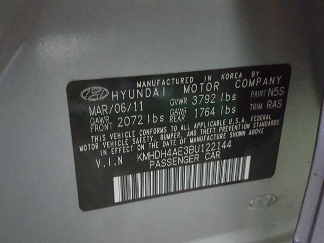 KMHDH4AE3BU122144 - 2011 HYUNDAI ELANTRA GRAY photo 10