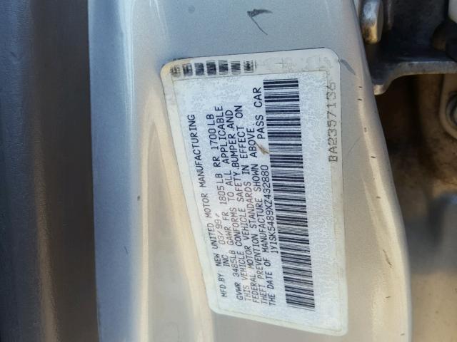 1Y1SK5489XZ432880 - 1999 CHEVROLET GEO PRIZM 灰色 照片 10