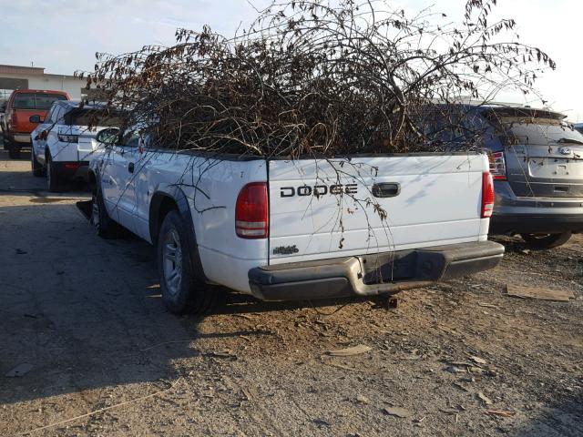 1B7FL16X82S712498 - 2002 DODGE DAKOTA BAS WHITE photo 3