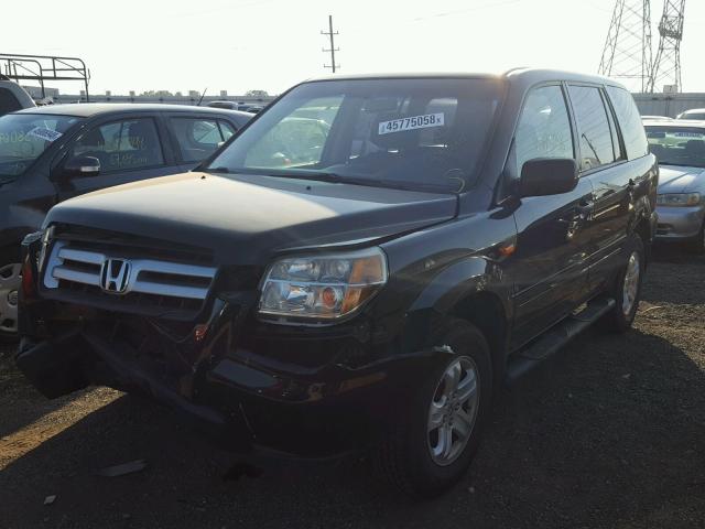 5FNYF18157B007333 - 2007 HONDA PILOT LX BLACK photo 2