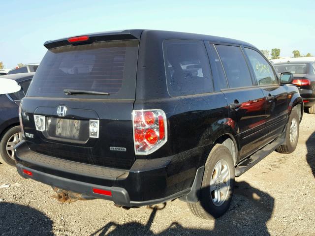 5FNYF18157B007333 - 2007 HONDA PILOT LX BLACK photo 4