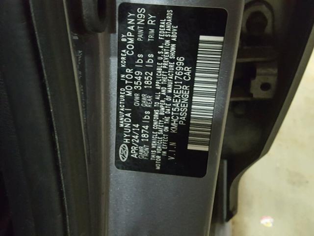 KMHCT5AEXEU176996 - 2014 HYUNDAI ACCENT GLS GRAY photo 10