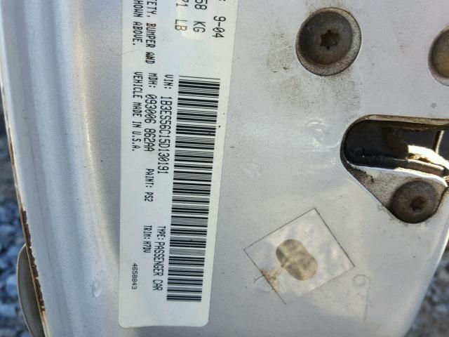 1B3ES56C15D130191 - 2005 DODGE NEON SXT SILVER photo 10