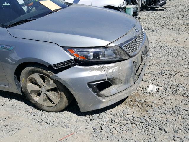 KNAGM4AD0E5069158 - 2014 KIA OPTIMA HYB GRAY photo 9