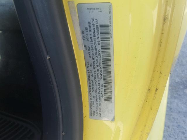 3VWPW31C29M512535 - 2009 VOLKSWAGEN NEW BEETLE Sarı foto 10