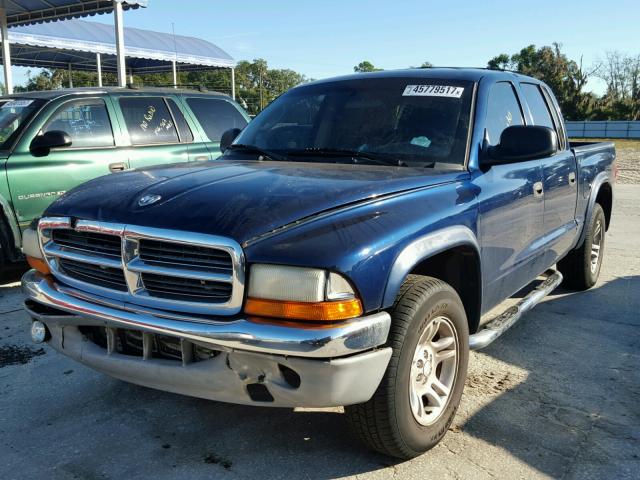 1D7HL48N64S685137 - 2004 DODGE DAKOTA QUA BLUE photo 2