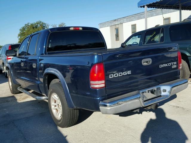 1D7HL48N64S685137 - 2004 DODGE DAKOTA QUA BLUE photo 3