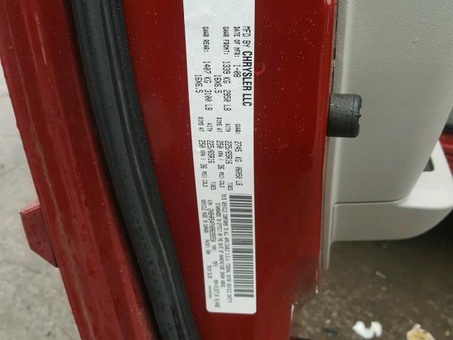 2A8HR54PX8R699550 - 2008 CHRYSLER TOWN & COU BURGUNDY photo 10