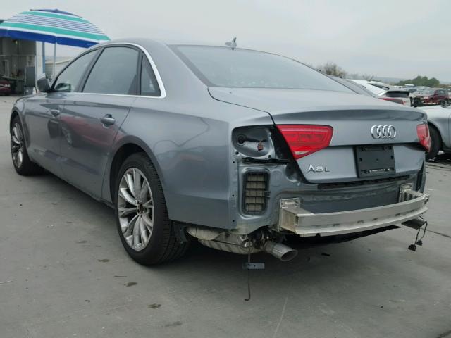 WAURGAFD5DN005963 - 2013 AUDI A8 L QUATT SILVER photo 3