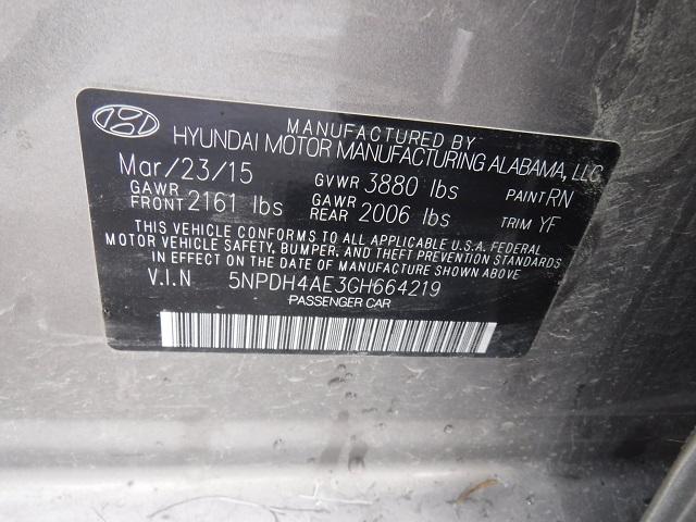 5NPDH4AE3GH664219 - 2016 HYUNDAI ELANTRA SE BROWN photo 10