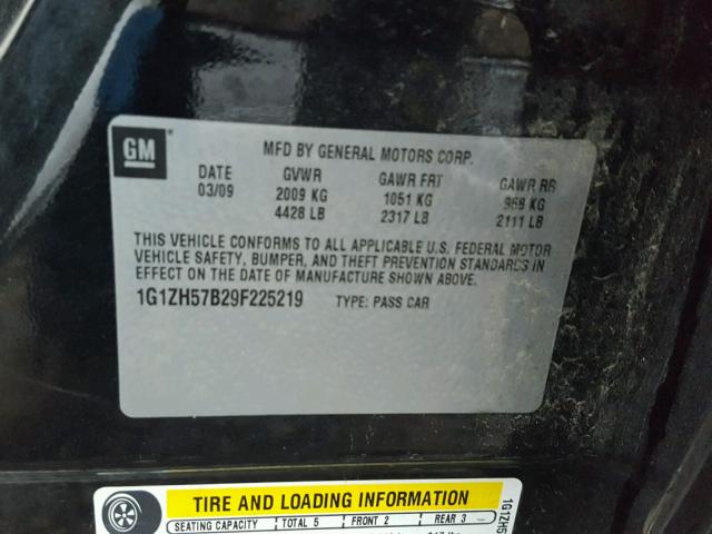 1G1ZH57B29F225219 - 2009 CHEVROLET MALIBU 1LT 黑色 照片 10