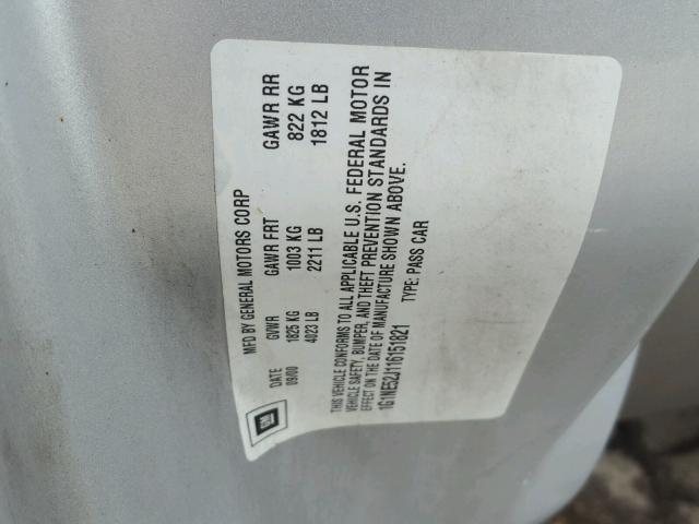 1G1NE52J116151821 - 2001 CHEVROLET MALIBU LS Gümüş foto 10