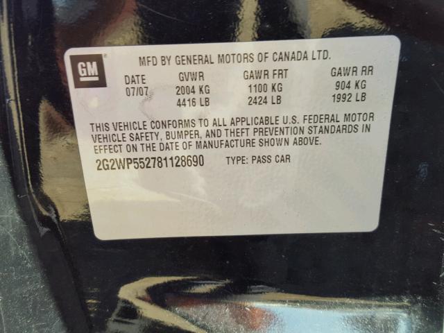 2G2WP552781128690 - 2008 PONTIAC GRAND PRIX 黑色 照片 10