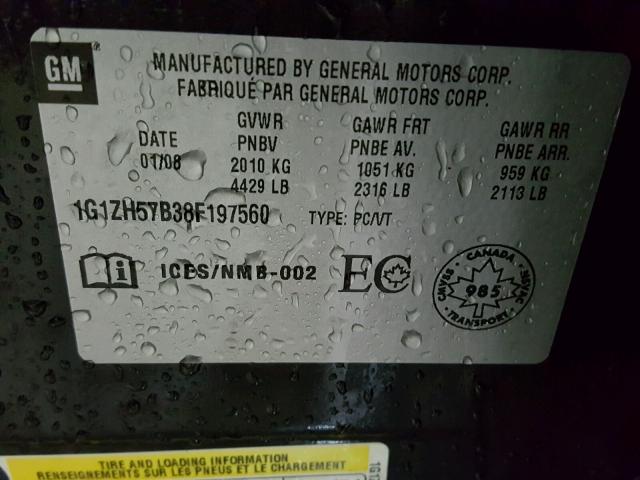 1G1ZH57B38F197560 - 2008 CHEVROLET MALIBU 1LT Czarny zdjęcie 10