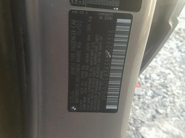 WBADT43433G023313 - 2003 BMW 525 I AUTO BEIGE photo 10