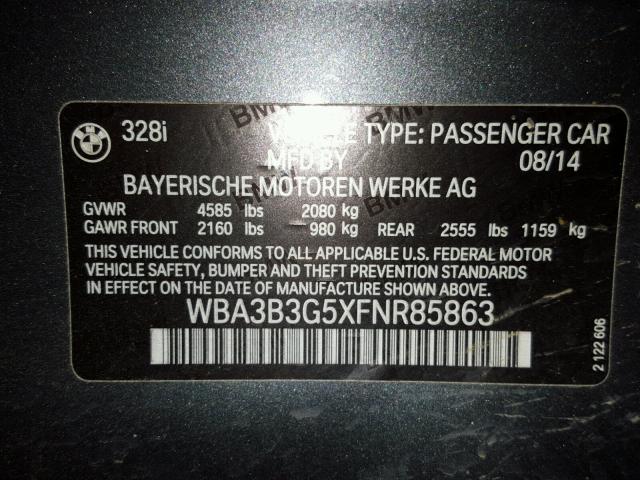 WBA3B3G5XFNR85863 - 2015 BMW 328 XI CHARCOAL photo 10