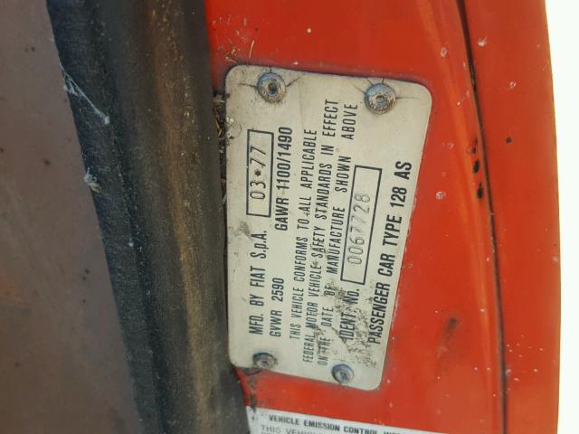 128AS0067728 - 1977 FIAT X19 ORANGE photo 10