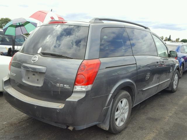 5N1BV28U24N304268 - 2004 NISSAN QUEST S CHARCOAL photo 4