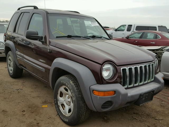 1J4GL48K64W209789 - 2004 JEEP LIBERTY SP BURGUNDY photo 1