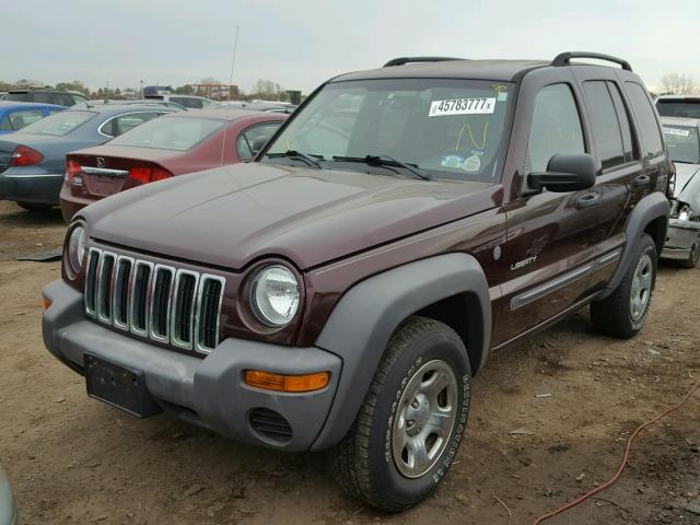 1J4GL48K64W209789 - 2004 JEEP LIBERTY SP BURGUNDY photo 2