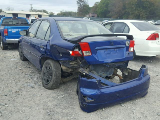 1HGES16394L015979 - 2004 HONDA CIVIC DX V BLUE photo 3