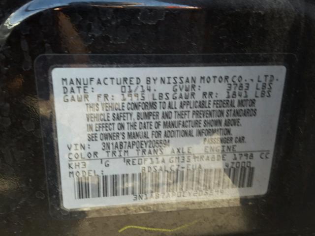 3N1AB7AP0EY205594 - 2014 NISSAN SENTRA S BLACK photo 10