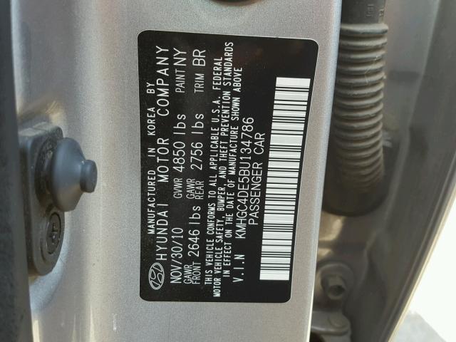 KMHGC4DE5BU134786 - 2011 HYUNDAI GENESIS 3. SILVER photo 10