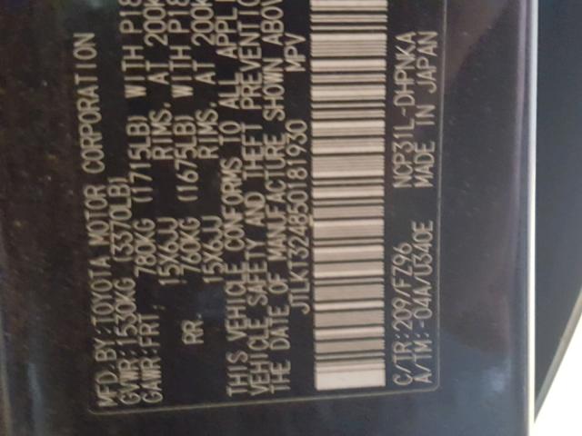 JTLKT324850181930 - 2005 TOYOTA SCION XB Қара фото 10