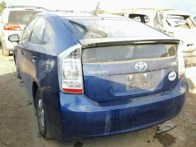 JTDKN3DU3A0002061 - 2010 TOYOTA PRIUS BLUE photo 3