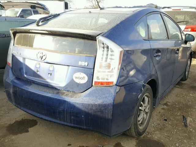 JTDKN3DU3A0002061 - 2010 TOYOTA PRIUS BLUE photo 4