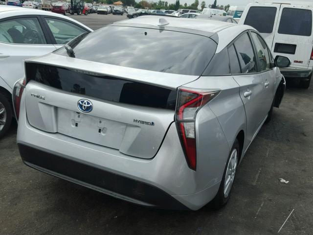 JTDKBRFU3G3008054 - 2016 TOYOTA PRIUS SILVER photo 4