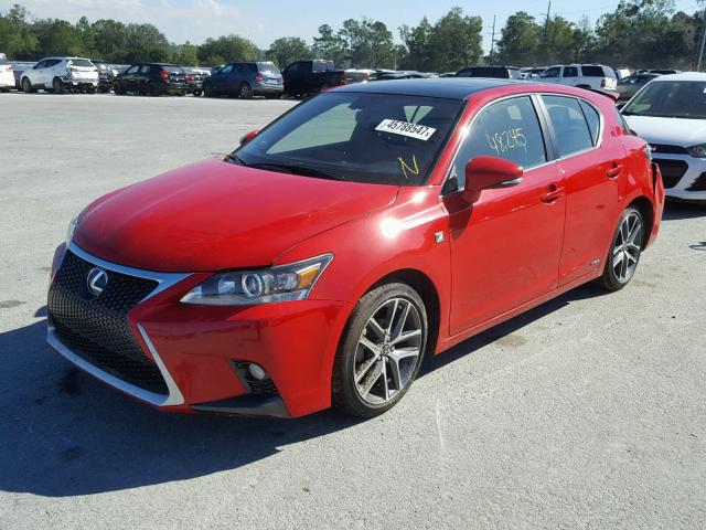 JTHKD5BH3E2190786 - 2014 LEXUS CT 200 RED photo 2