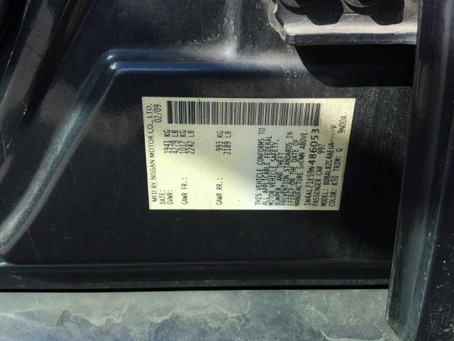 1N4AL21E59N486053 - 2009 NISSAN ALTIMA GRAY photo 10