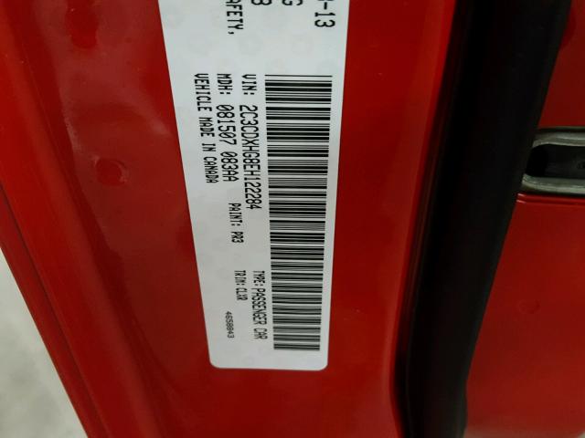 2C3CDXHG8EH122284 - 2014 DODGE CHARGER SX RED photo 10
