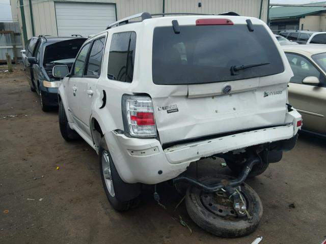 4M2CU393X9KJ16480 - 2009 MERCURY MARINER HY WHITE photo 3