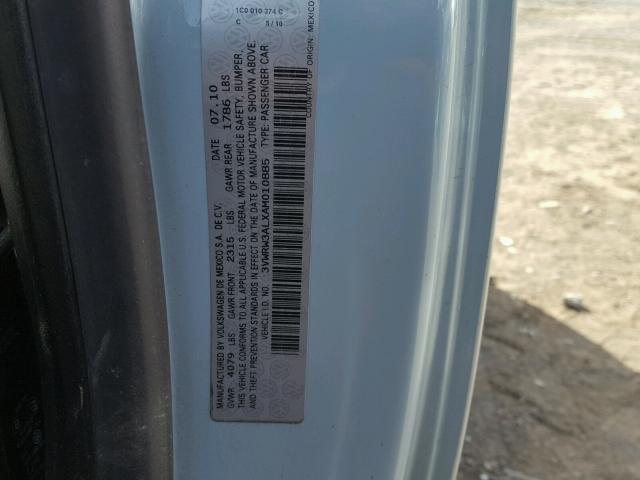 3VWRW3ALXAM010885 - 2010 VOLKSWAGEN NEW BEETLE 蓝色 照片 10