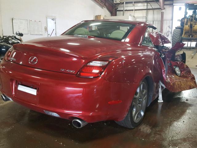 JTHFN48Y869009108 - 2006 LEXUS SC 430 RED photo 4